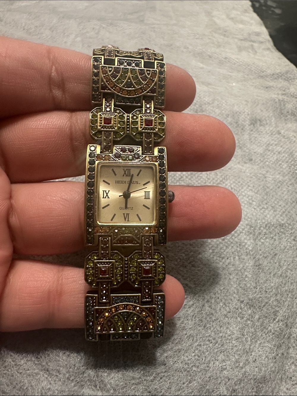 Heidi Daus Gold-Tone Multicolored Crystal Link Watch